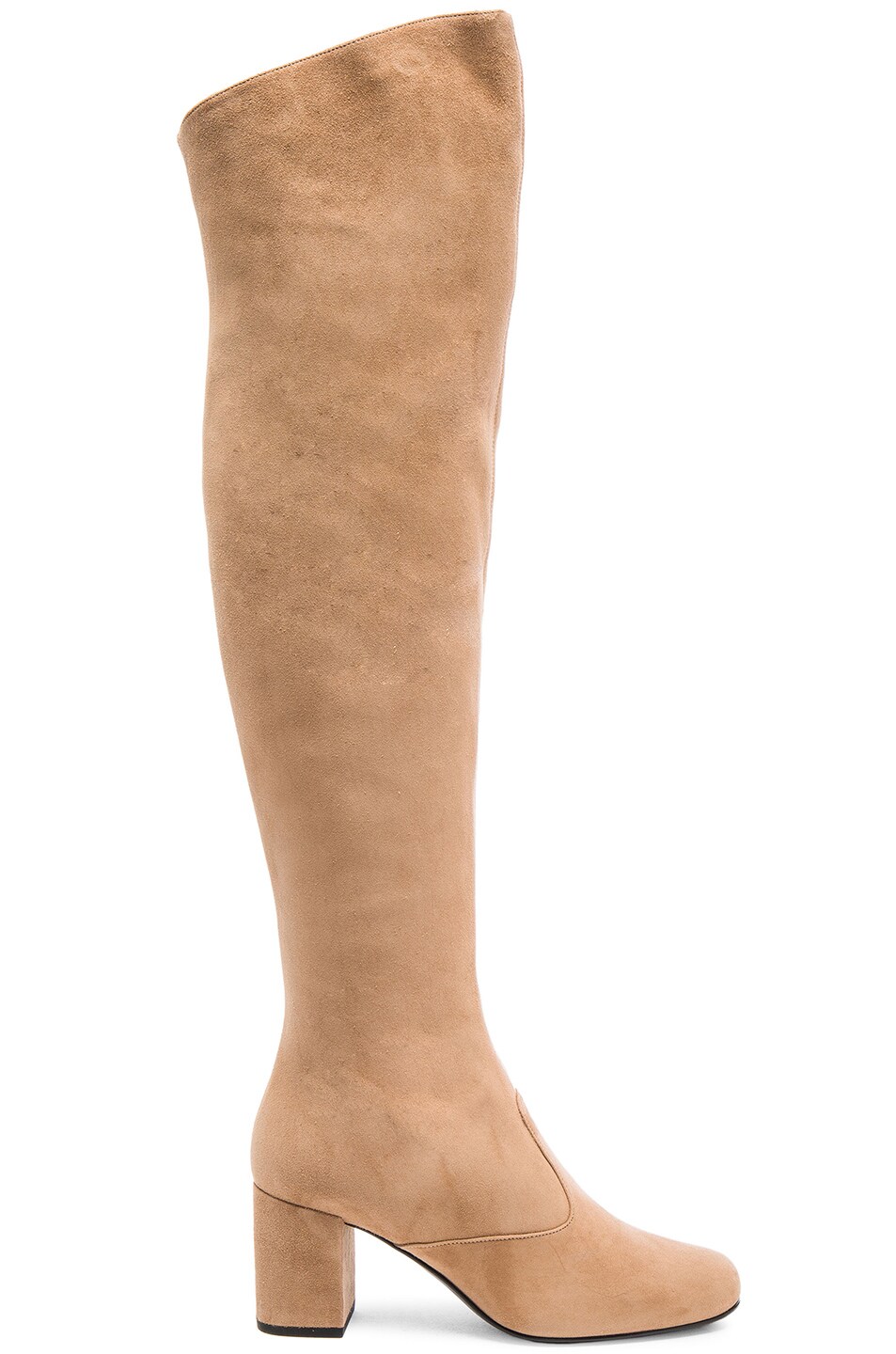 Image 1 of Saint Laurent Suede BB Thigh High Boots in Chamois