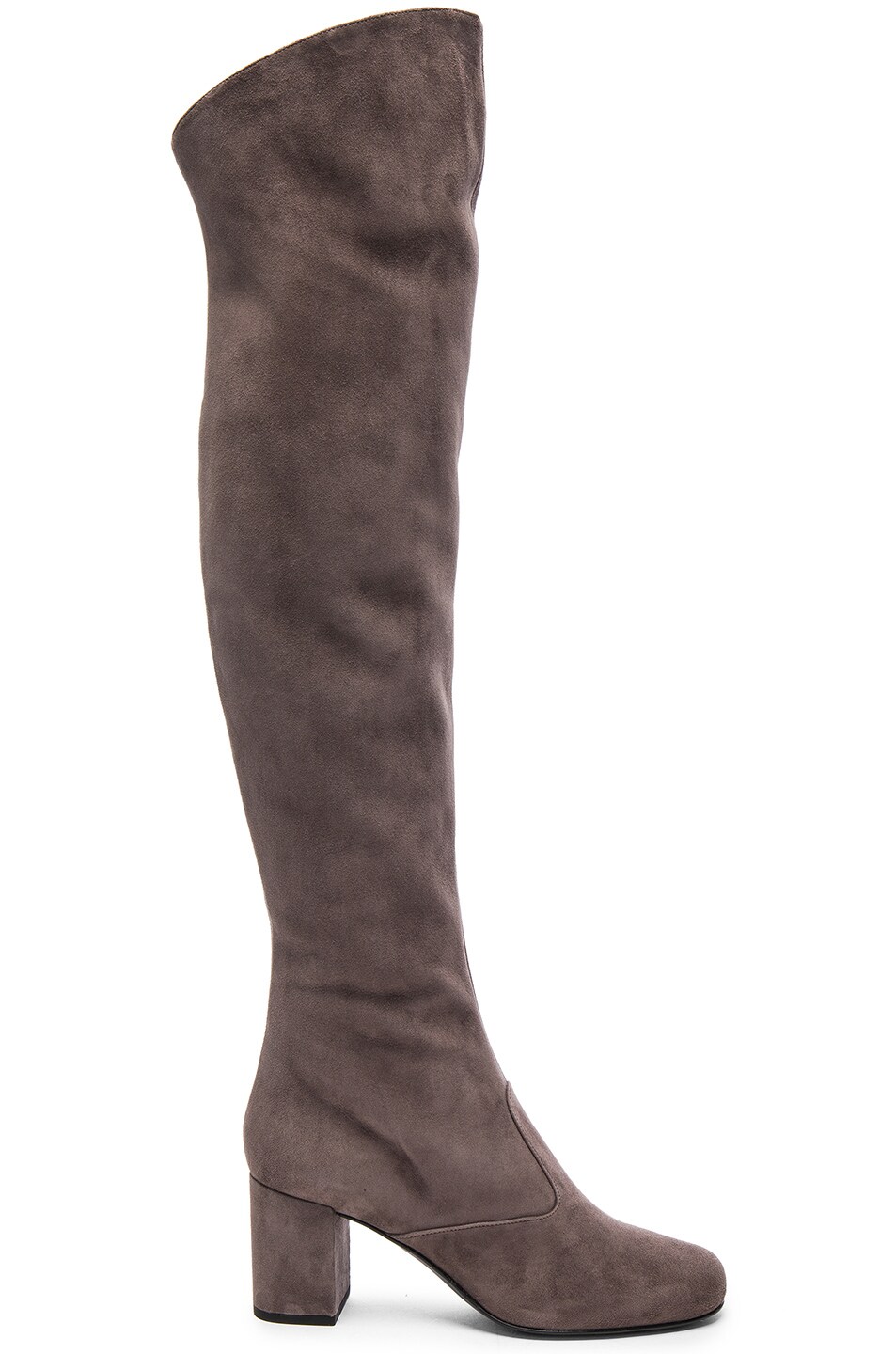 Image 1 of Saint Laurent Suede BB Thigh High Boots in Dark Anthracite