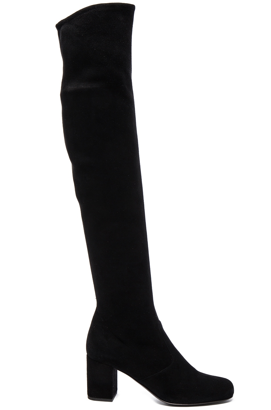 Image 1 of Saint Laurent Stretch Suede BB Over the Knee Boots in Black