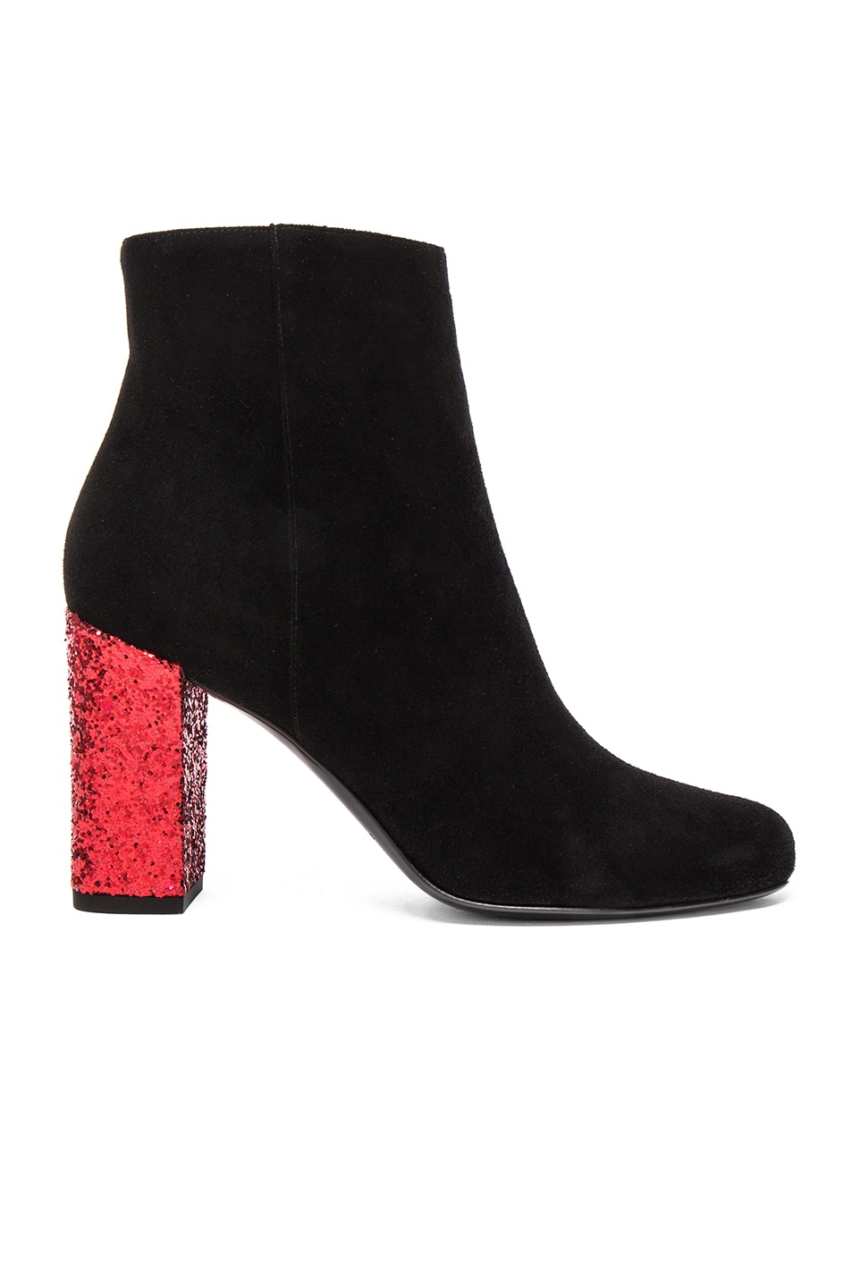 Image 1 of Saint Laurent Babies Suede & Glitter Boots in Black & Red