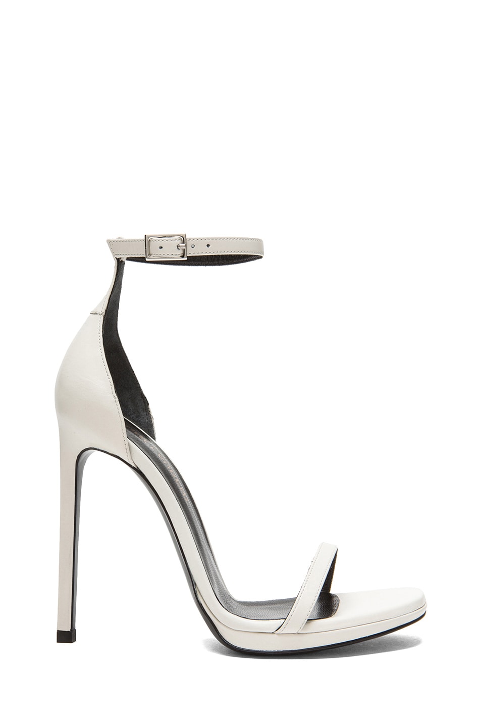 Image 1 of Saint Laurent Jane Leather Ankle Strap Sandals in White