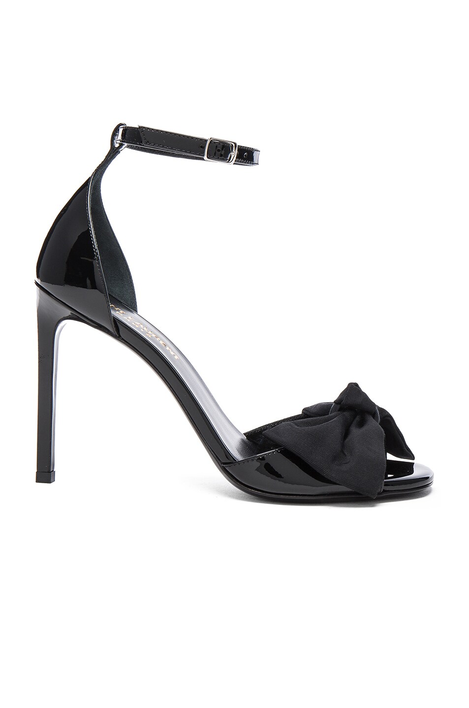 Image 1 of Saint Laurent Patent Leather Jane Bow Sandals in Black