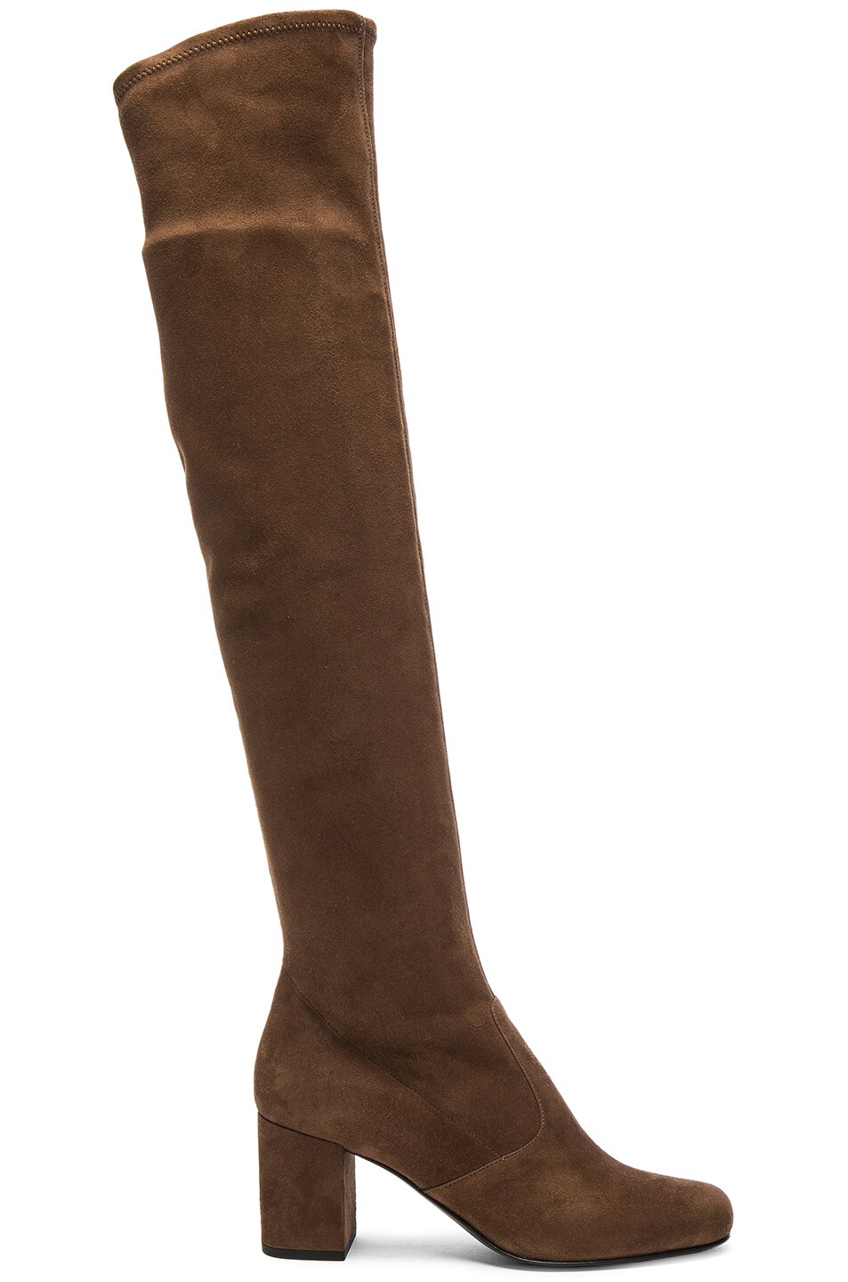 Image 1 of Saint Laurent Stretch Suede BB Over the Knee Boots in Coffy