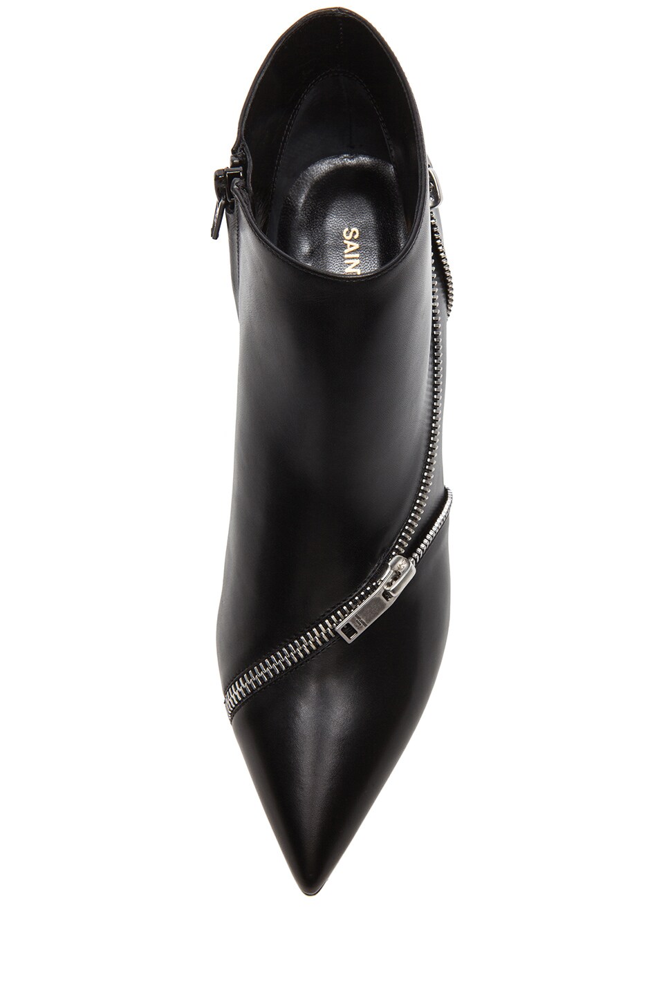 Saint Laurent Kitten Zipper Detail Leather Booties In Black Fwrd 3804