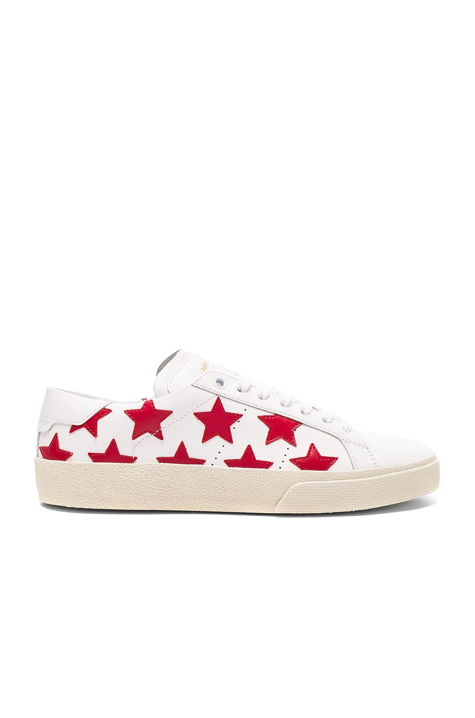 Image 1 of Saint Laurent Court Classic Leather Sneakers in Rouge & White