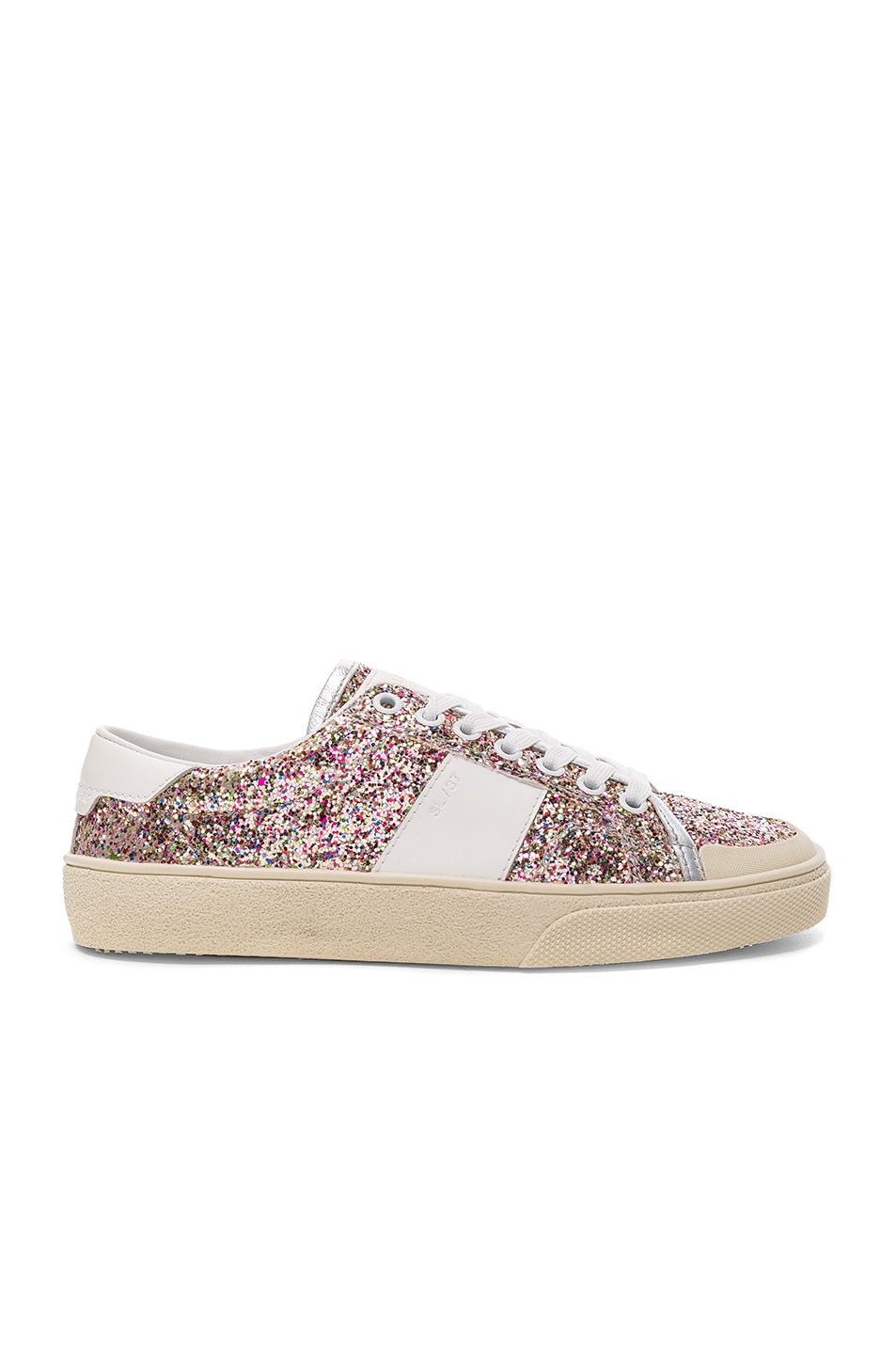 Image 1 of Saint Laurent Glitter Court Classic Sneakers in Multi & Off White