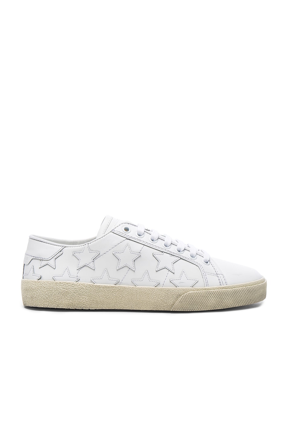 Image 1 of Saint Laurent Leather Court Classic Star Sneakers in Off White