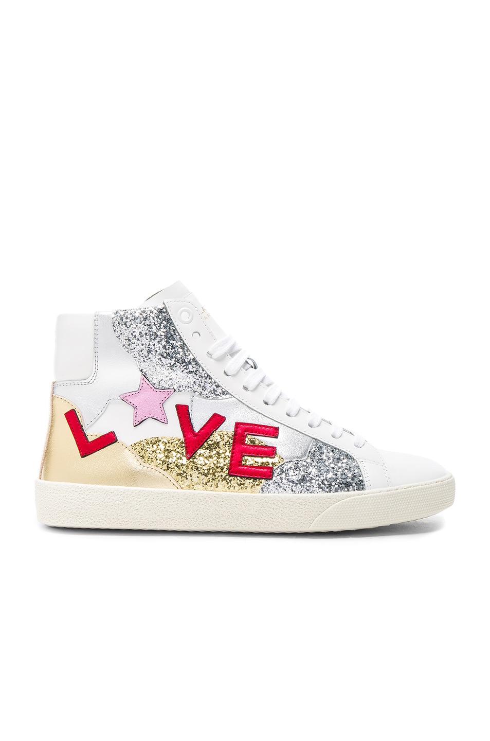 Image 1 of Saint Laurent Leather Love Sneakers in Multi Color