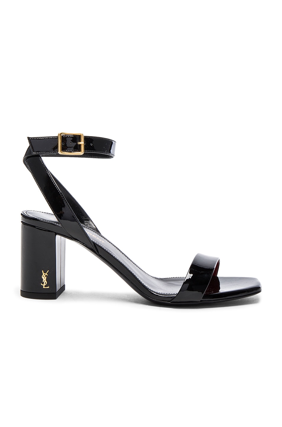 Image 1 of Saint Laurent Loulou Patent Leather Sandals in Black