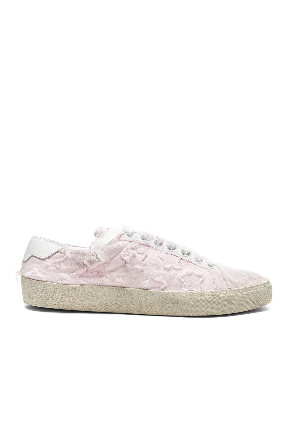Image 1 of Saint Laurent Court Classic Star Leather Sneakers in Washed Pink & Optic White