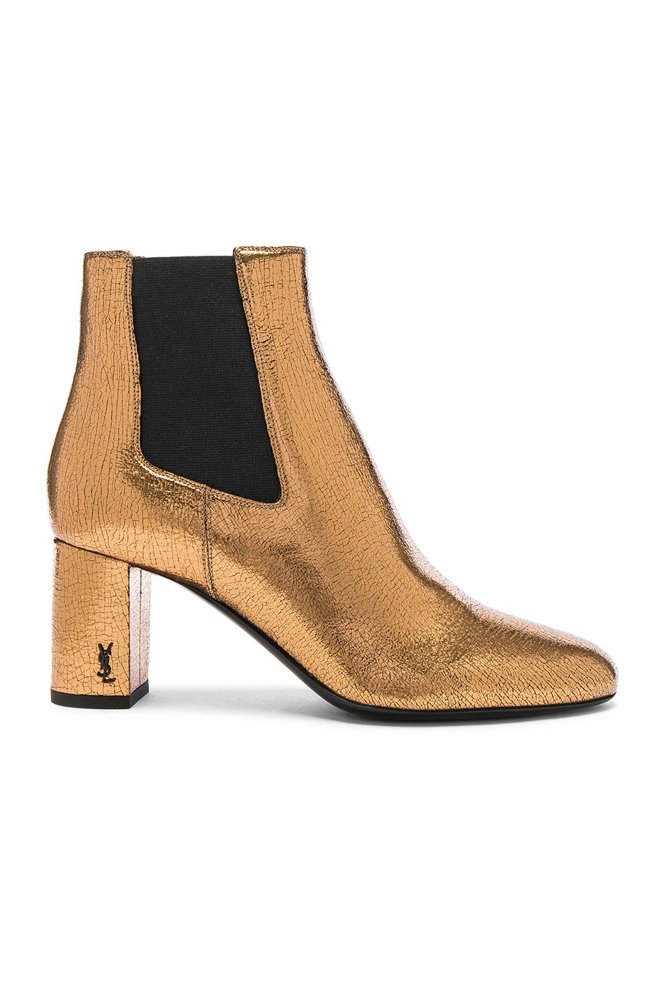 Image 1 of Saint Laurent Cracked Metallic Leather Loulou Pin Boots in Bronze