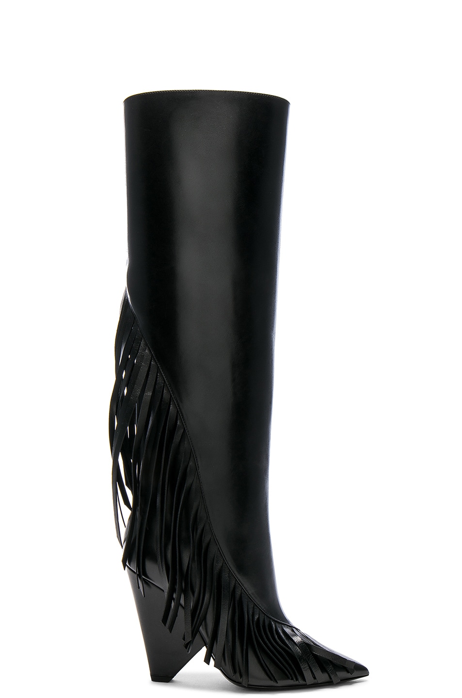 Image 1 of Saint Laurent Niki Fringe Leather Boots in Black