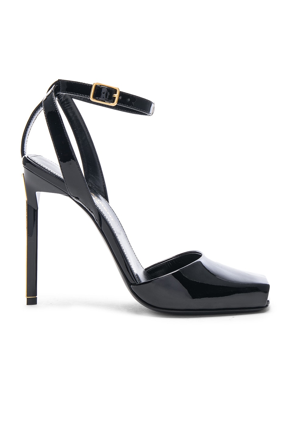 Image 1 of Saint Laurent Patent Leather Edie Heeled Sandals in Black