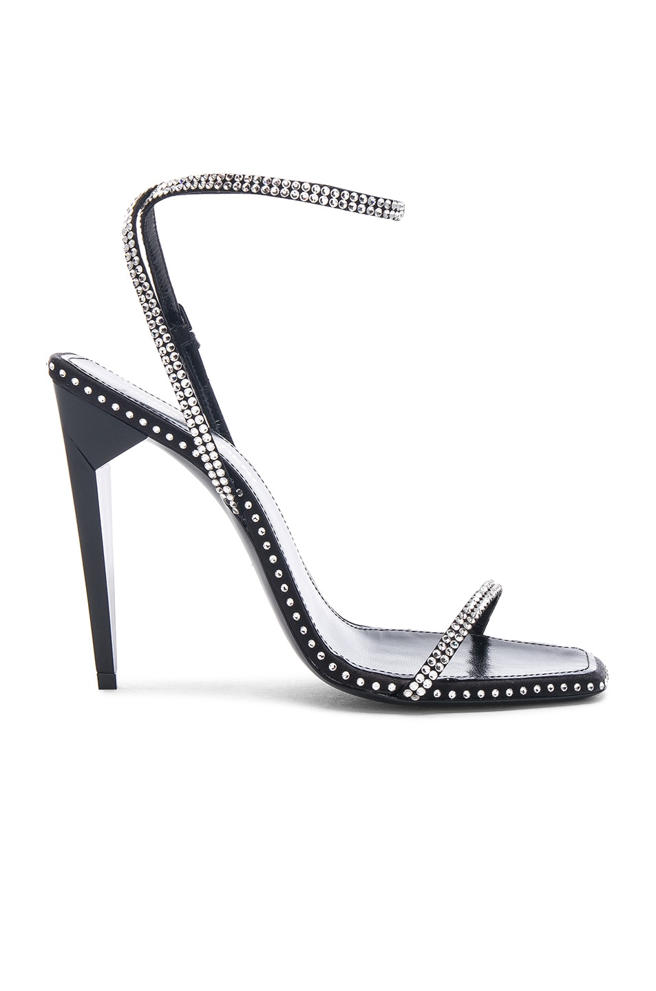 Image 1 of Saint Laurent Freja Crystal Embellished Ankle Strap Heels in Black
