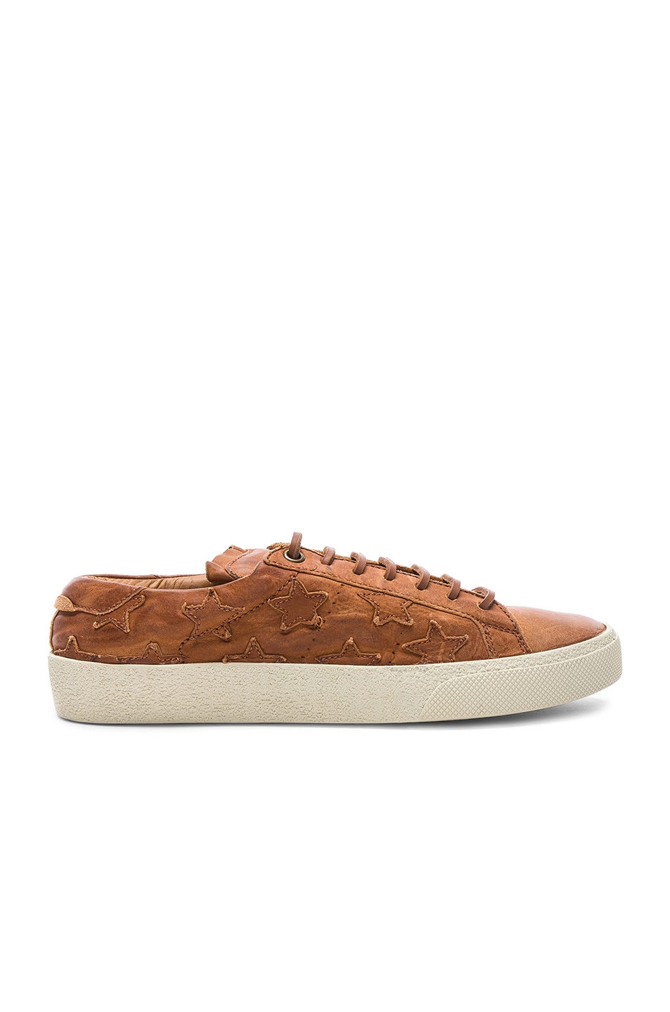 Image 1 of Saint Laurent Leather Court Classic Star Sneakers in Cognac
