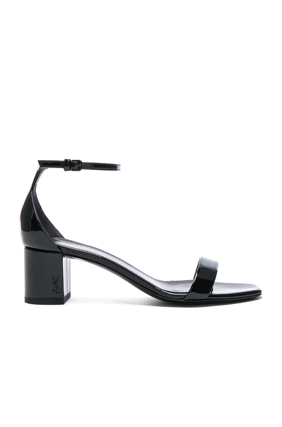 Image 1 of Saint Laurent Leather Loulou Ankle Strap Sandals in Black