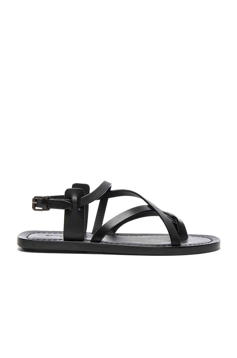 Image 1 of Saint Laurent Leather Nu Pieds Strappy Sandals in Black