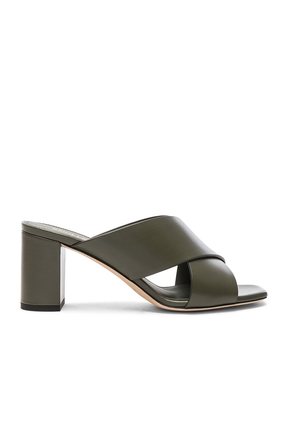 Image 1 of Saint Laurent Leather Loulou Mules in Forest Green