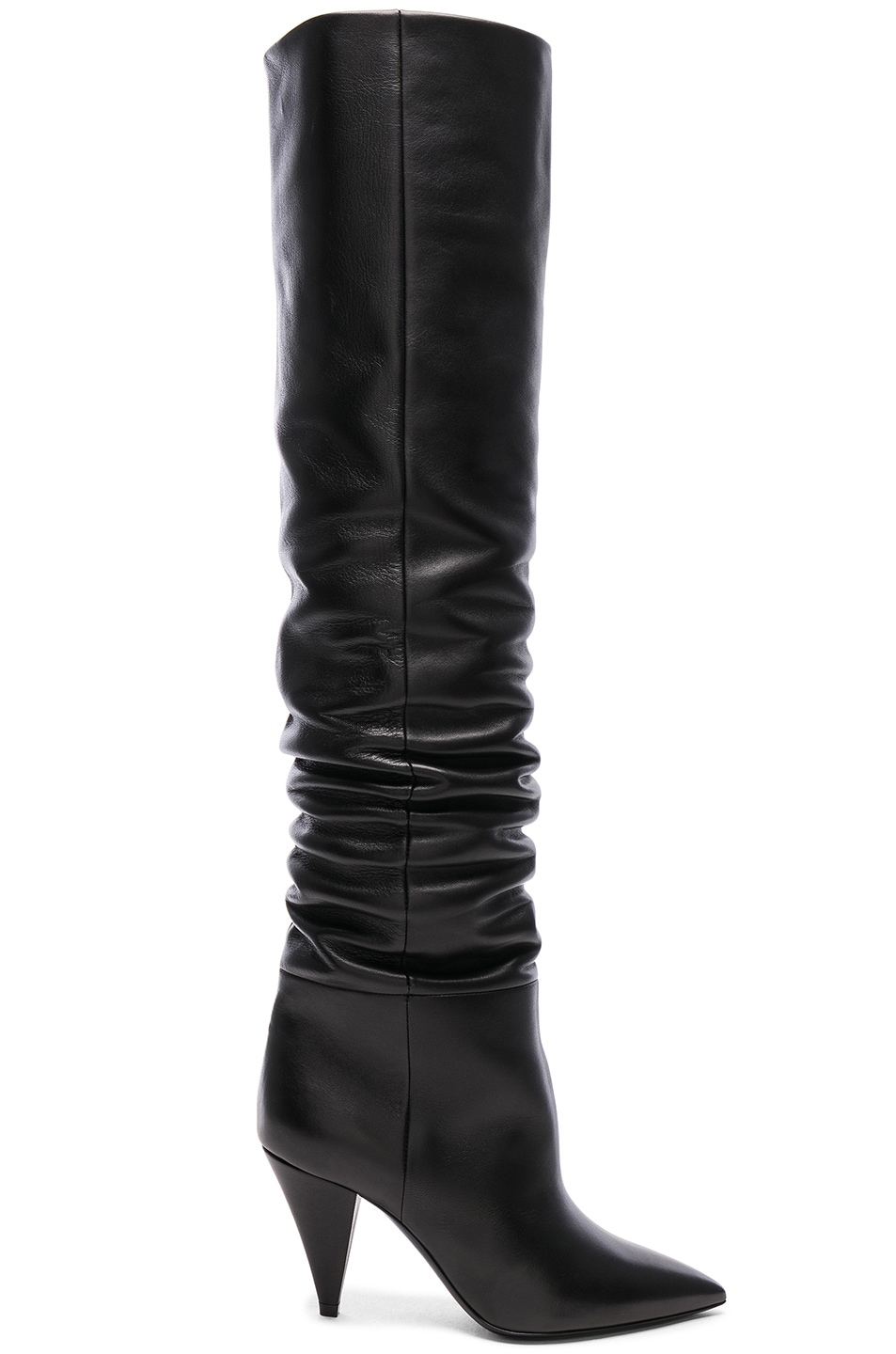 Image 1 of Saint Laurent Leather Era Thigh High Boots in Black