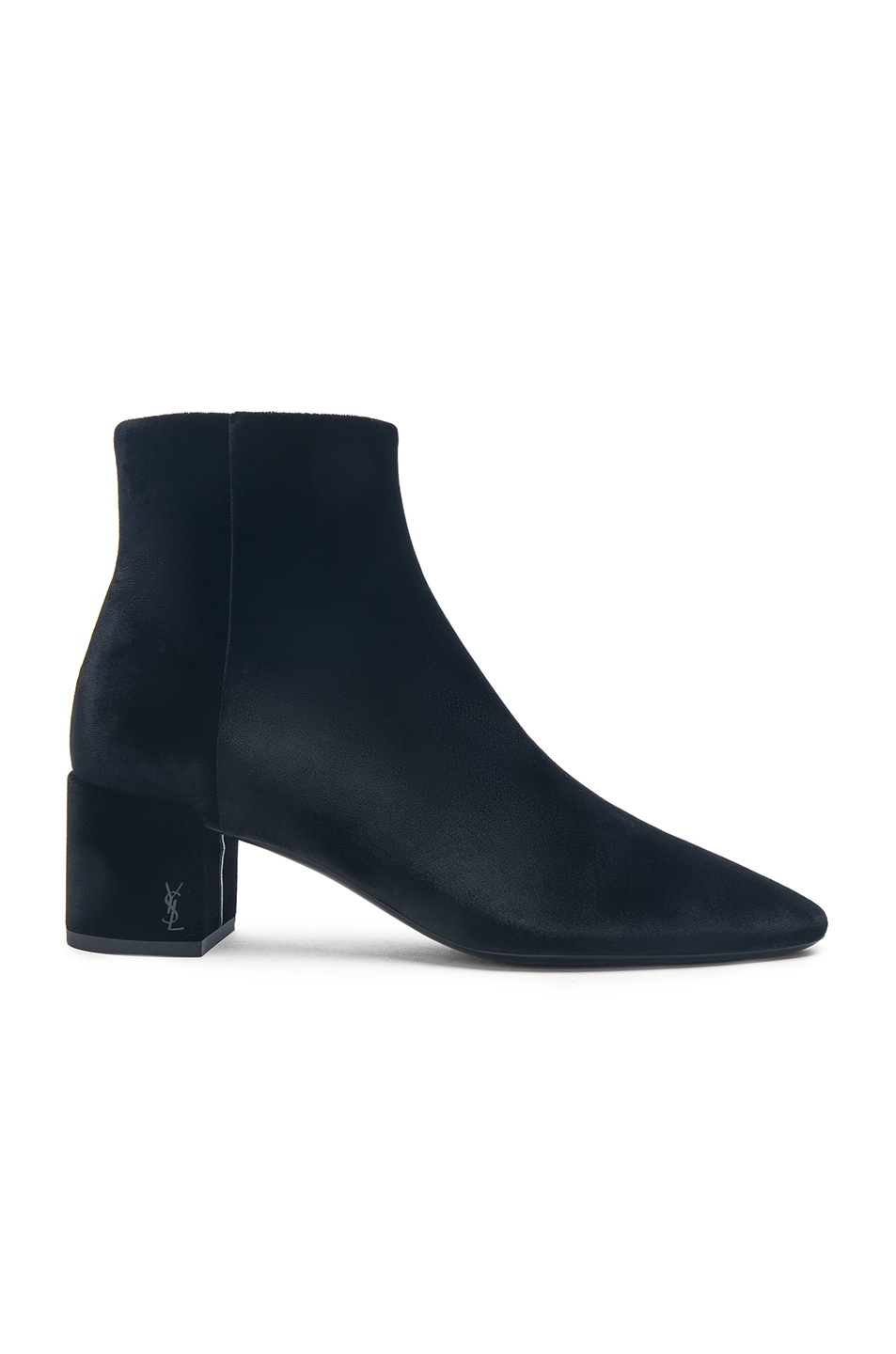 Image 1 of Saint Laurent Velvet Loulou Pin Ankle Boots in Black