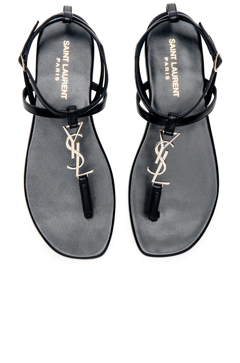 Image 1 of Saint Laurent Leather Nu Pieds Slingback Sandals in Black