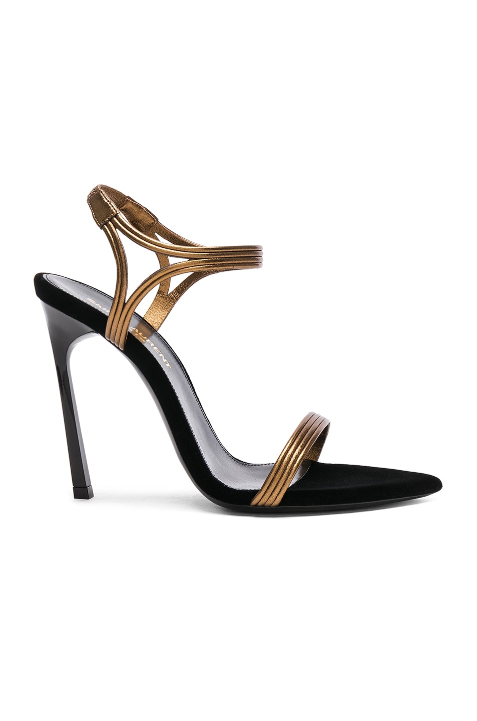 Image 1 of Saint Laurent Talitha Metallic Leather Sandals in Black & Gold