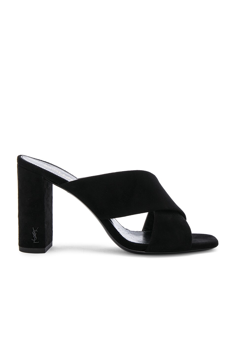Image 1 of Saint Laurent Loulou Suede Pin Mules in Black