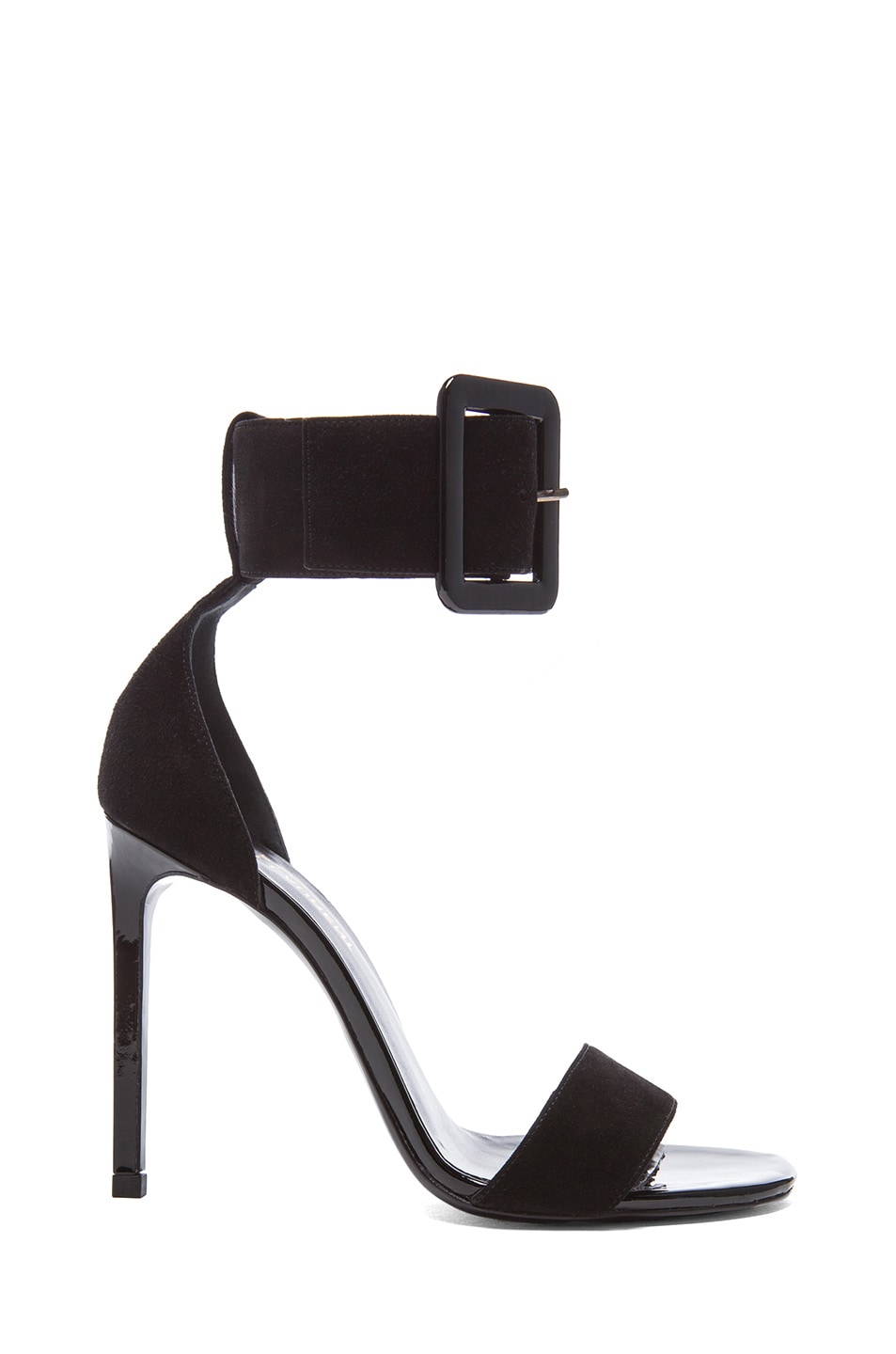 Image 1 of Saint Laurent Jane Suede Ankle Strap Sandals in Black
