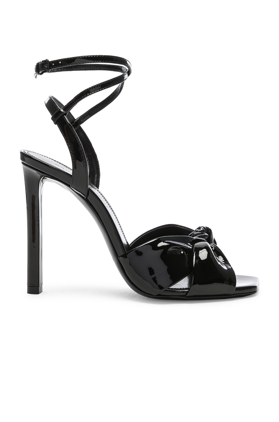 Image 1 of Saint Laurent Patent Amy Ankle Strap Sandals in Black