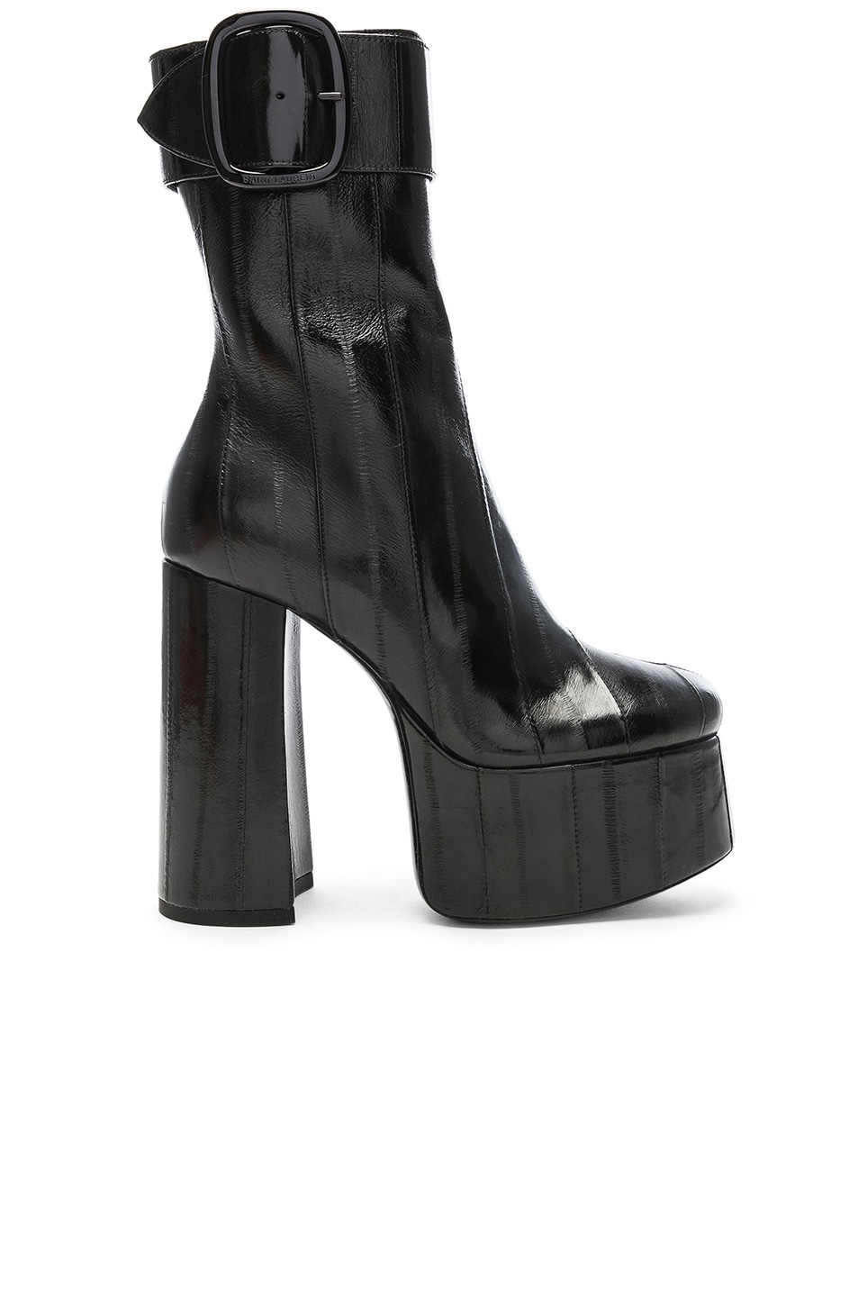 Image 1 of Saint Laurent Eel Leather Billy Platform Buckle Ankle Boots in Black