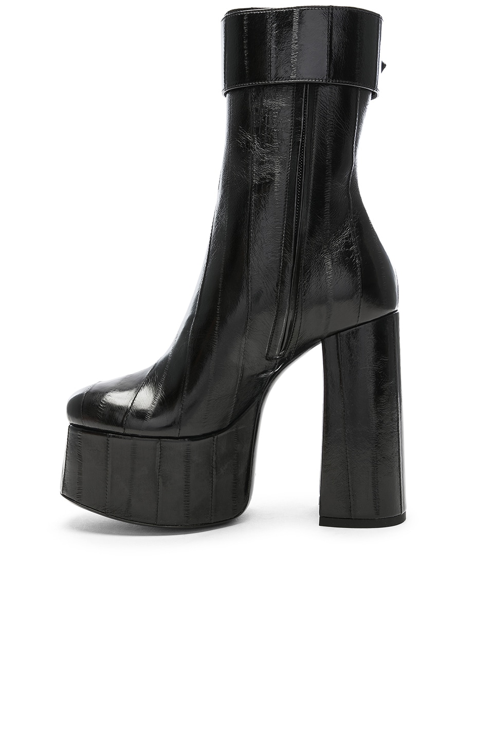 Saint Laurent Eel Leather Billy Platform Buckle Ankle Boots in Black | FWRD