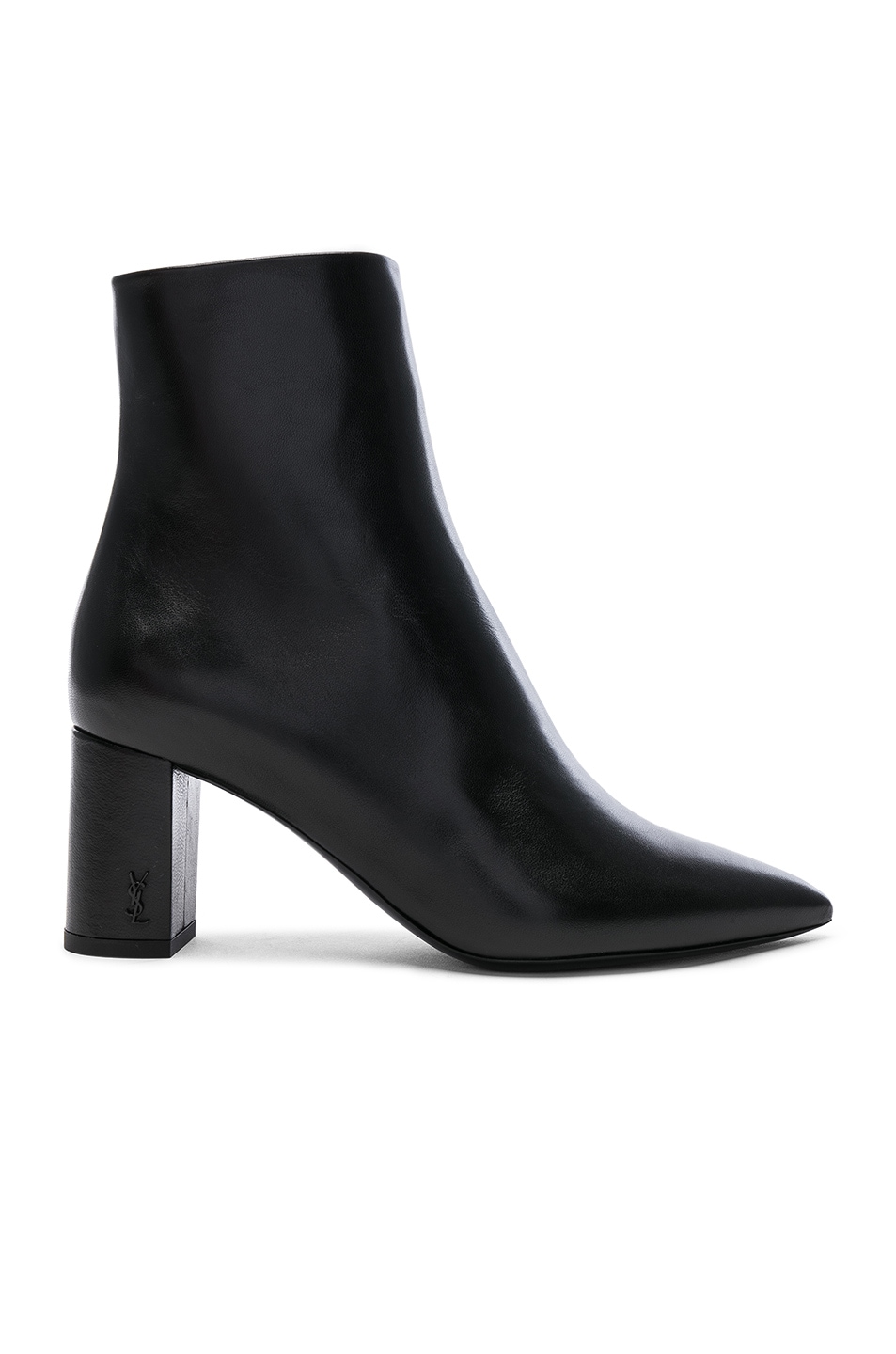 Image 1 of Saint Laurent Betty Leather Heeled Pin Ankle Boots in Black