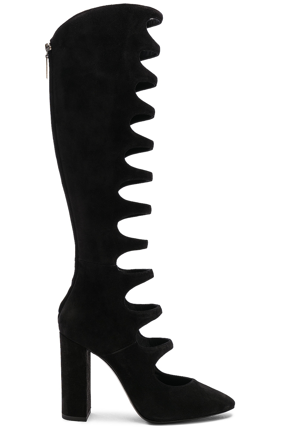 Image 1 of Saint Laurent Suede Joplin Cutout Thigh High Boots in Black