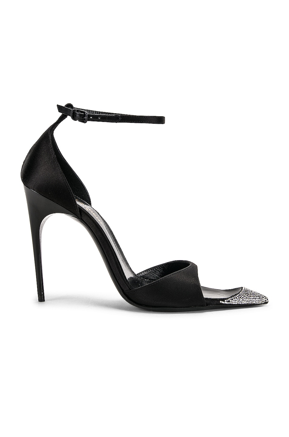 Saint Laurent Palace Crystal Heel Sandal in Black | FWRD