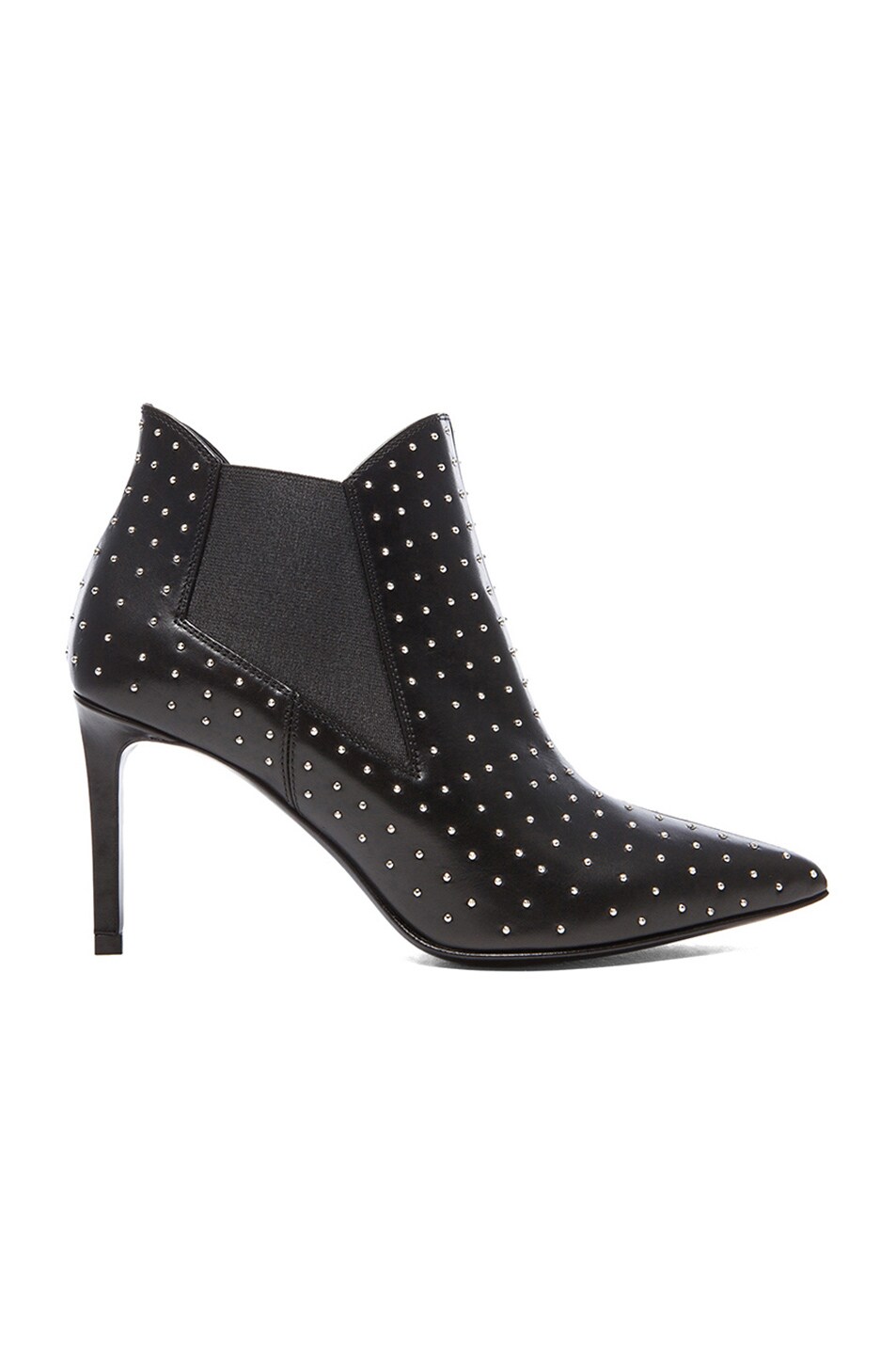 Image 1 of Saint Laurent Paris Studded Pointy Toe Leather Booties in Black
