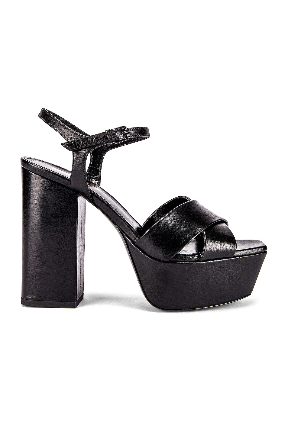 Image 1 of Saint Laurent Farrah Ankle Strap Platform Sandals in Black