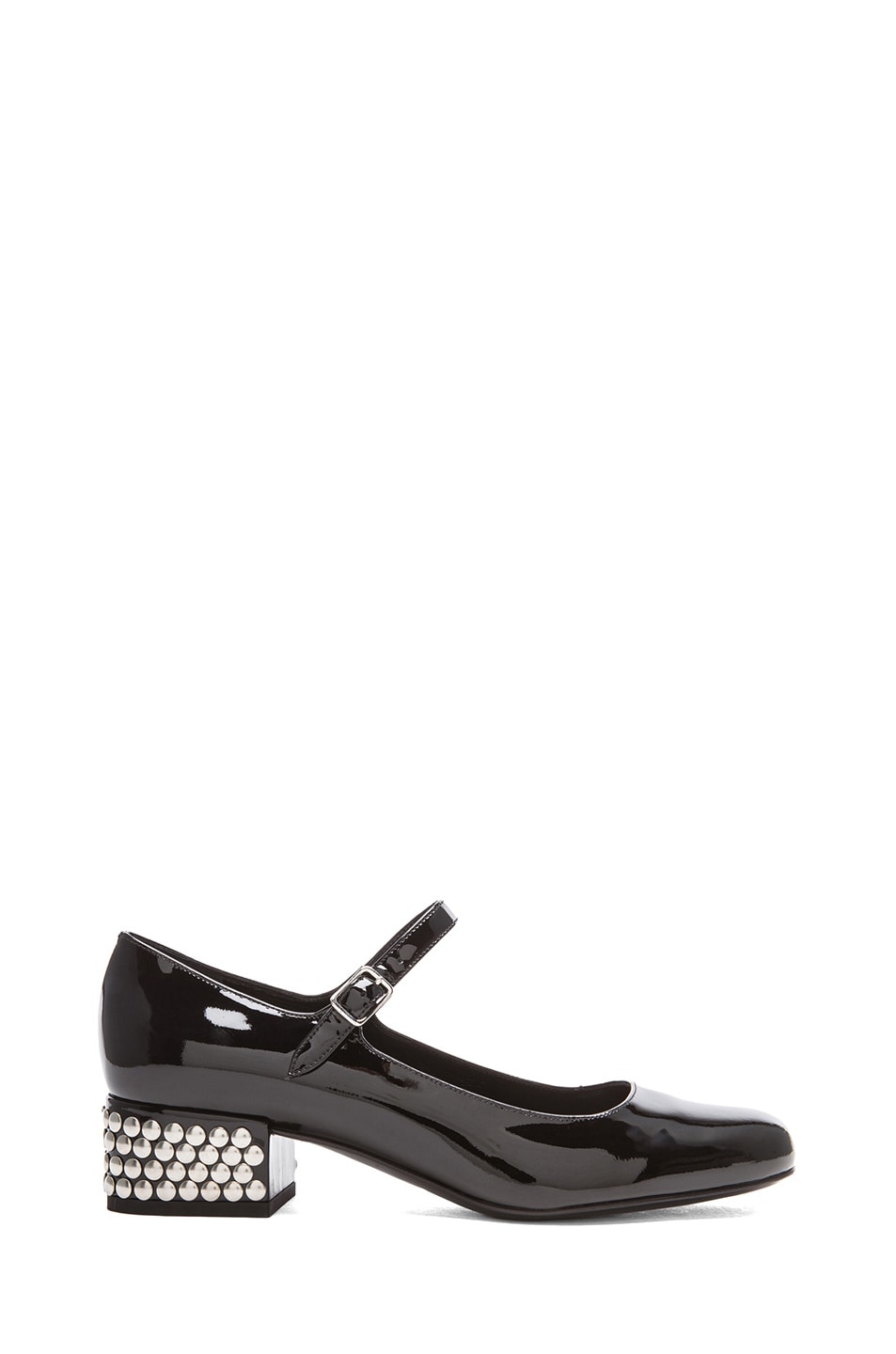 Image 1 of Saint Laurent Babies Mary Jane Flat with Studded Heel in Black