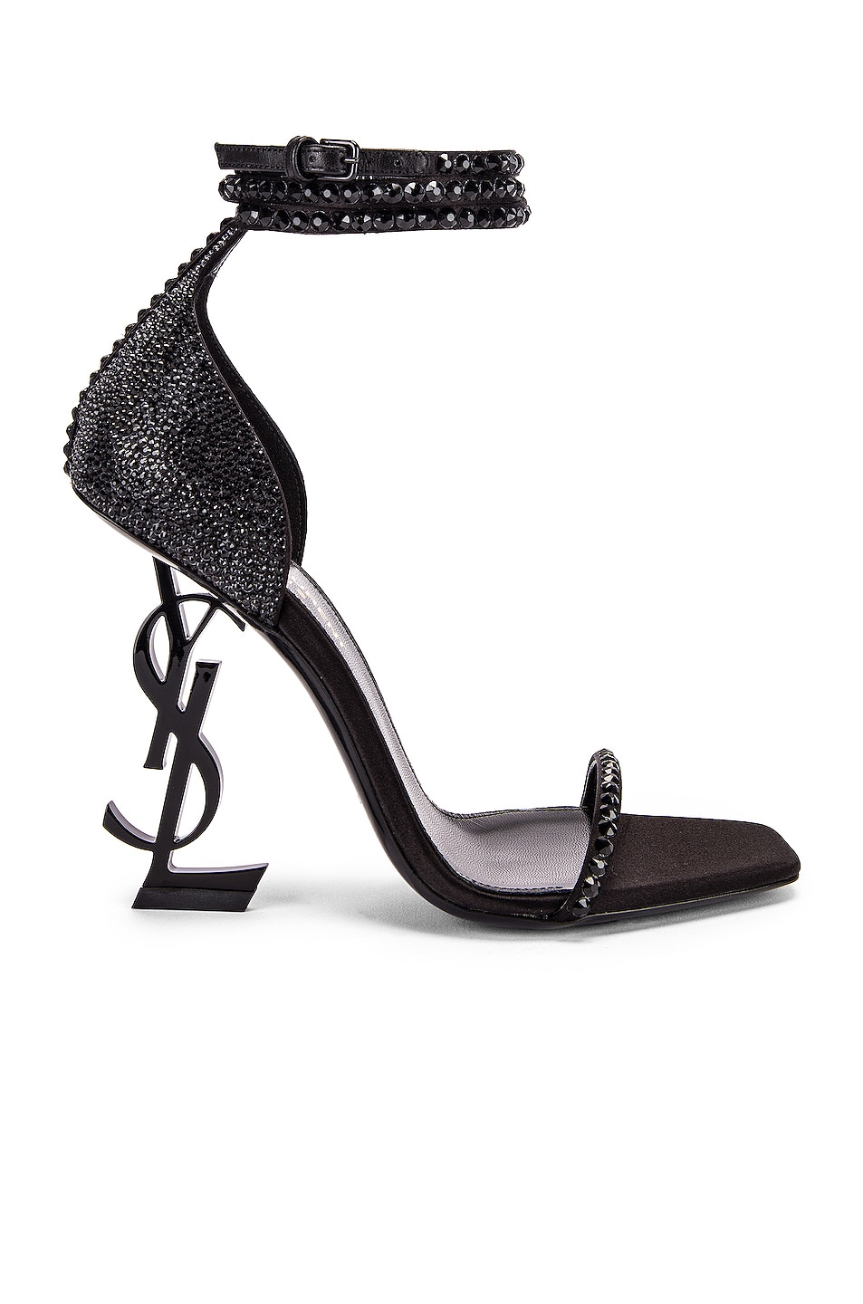 Image 1 of Saint Laurent Swarovski Opyum Double Ankle Strap Sandals in Black