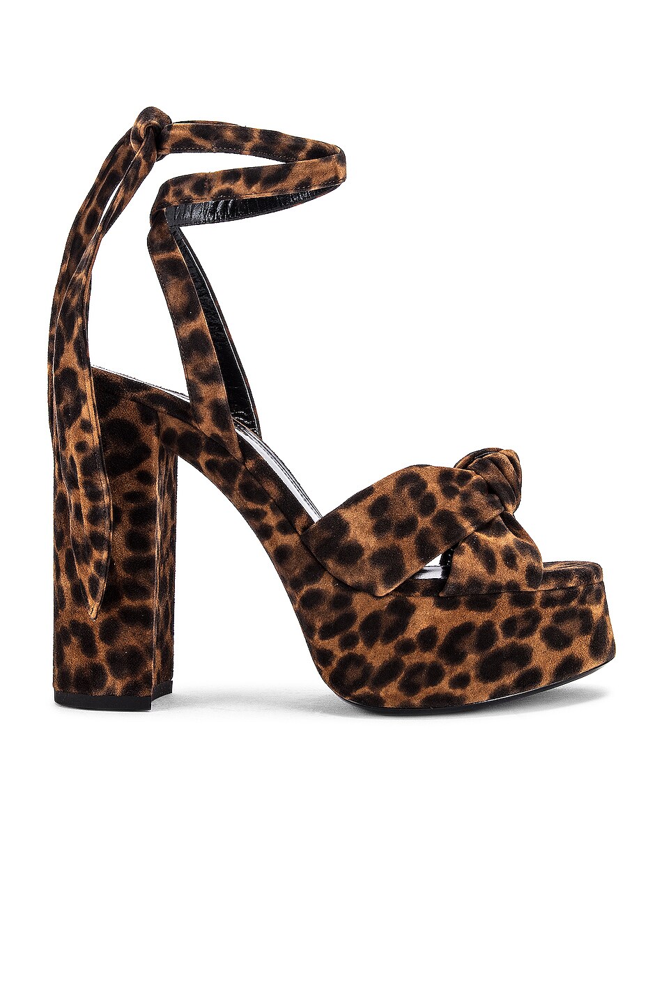 Image 1 of Saint Laurent Bianca Leopard Platform Sandals in Manto Naturale