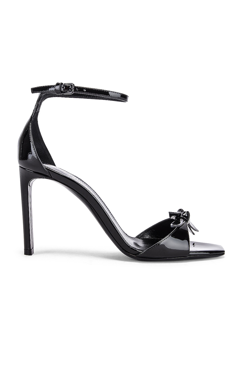 Image 1 of Saint Laurent Bea Bow Ankle Strap Sandals in Nero