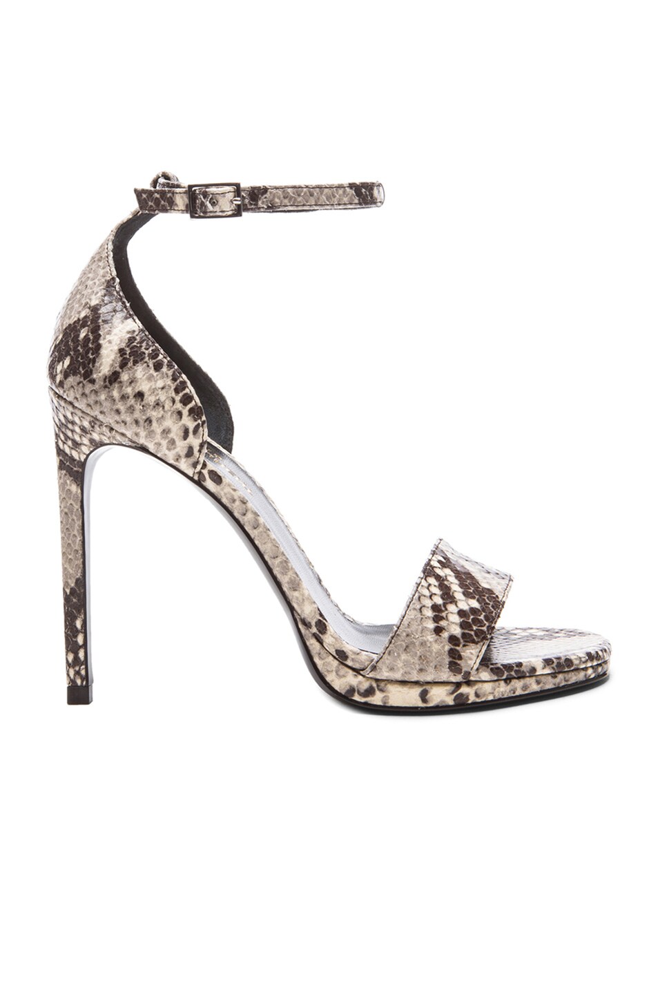 Image 1 of Saint Laurent Jane Embossed Python Leather Sandals in White & Black