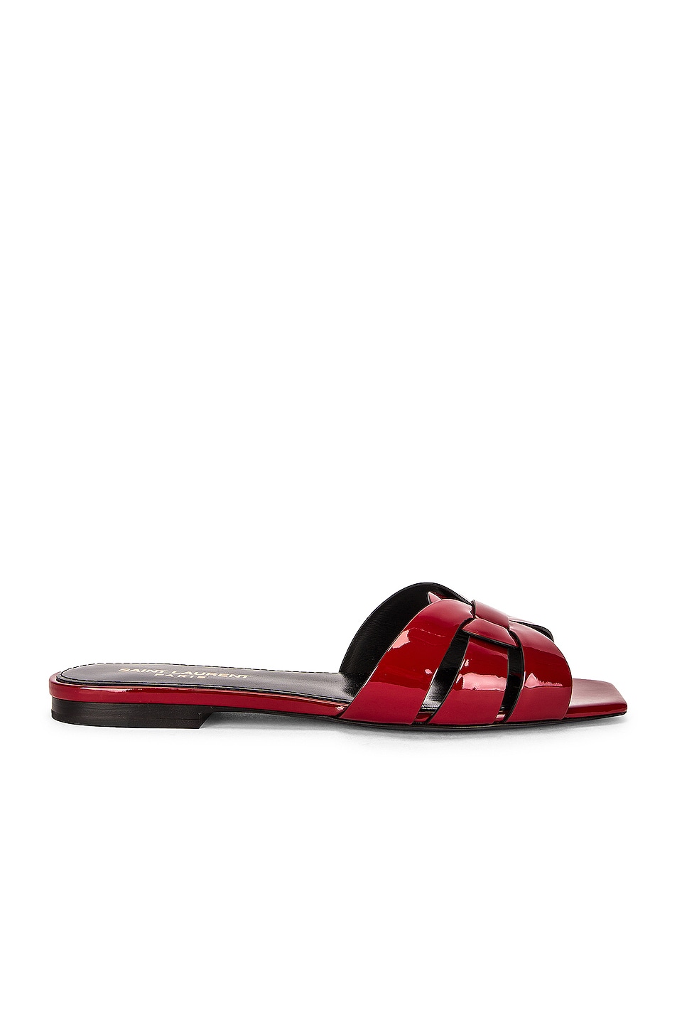 Saint Laurent Tribute Flat Sandals in Hot Red | FWRD