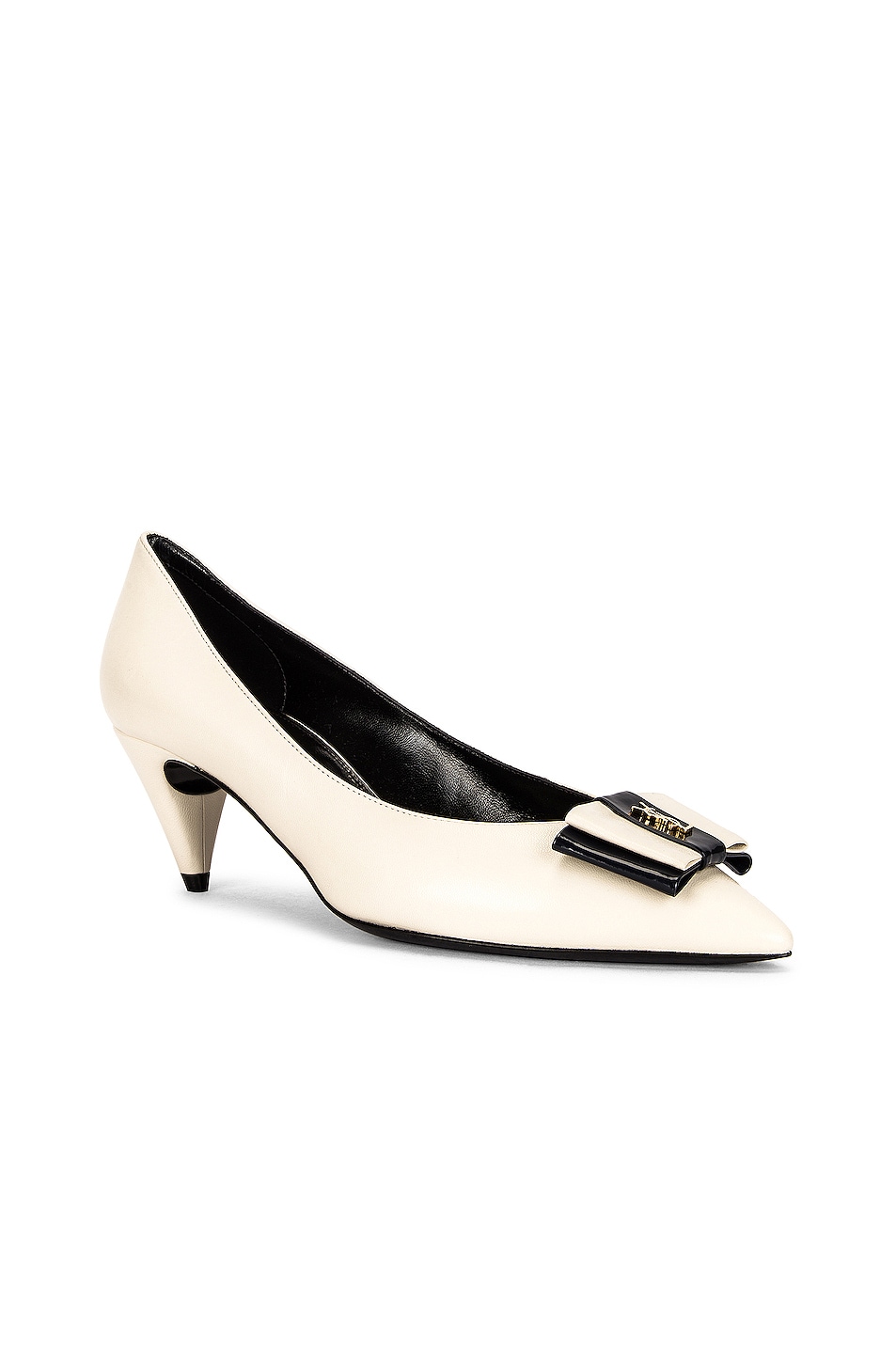 Saint Laurent Pierrot YSL Pumps in Pearl & Navy | FWRD