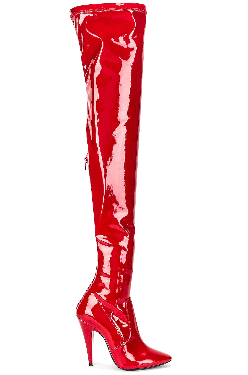 Saint Laurent Aylah Over the Knee Boots in Red | FWRD