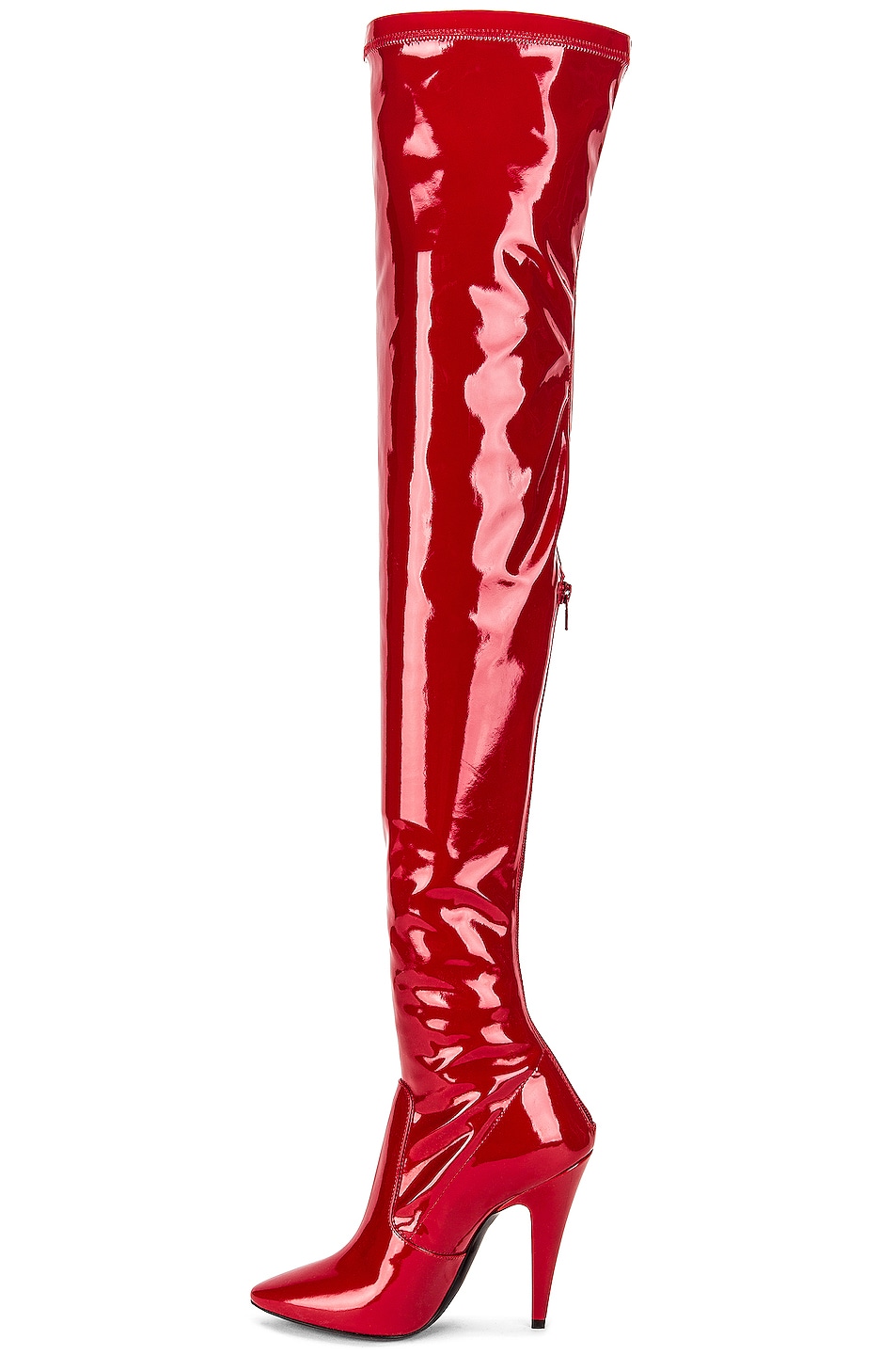 Saint Laurent Aylah Over the Knee Boots in Red | FWRD