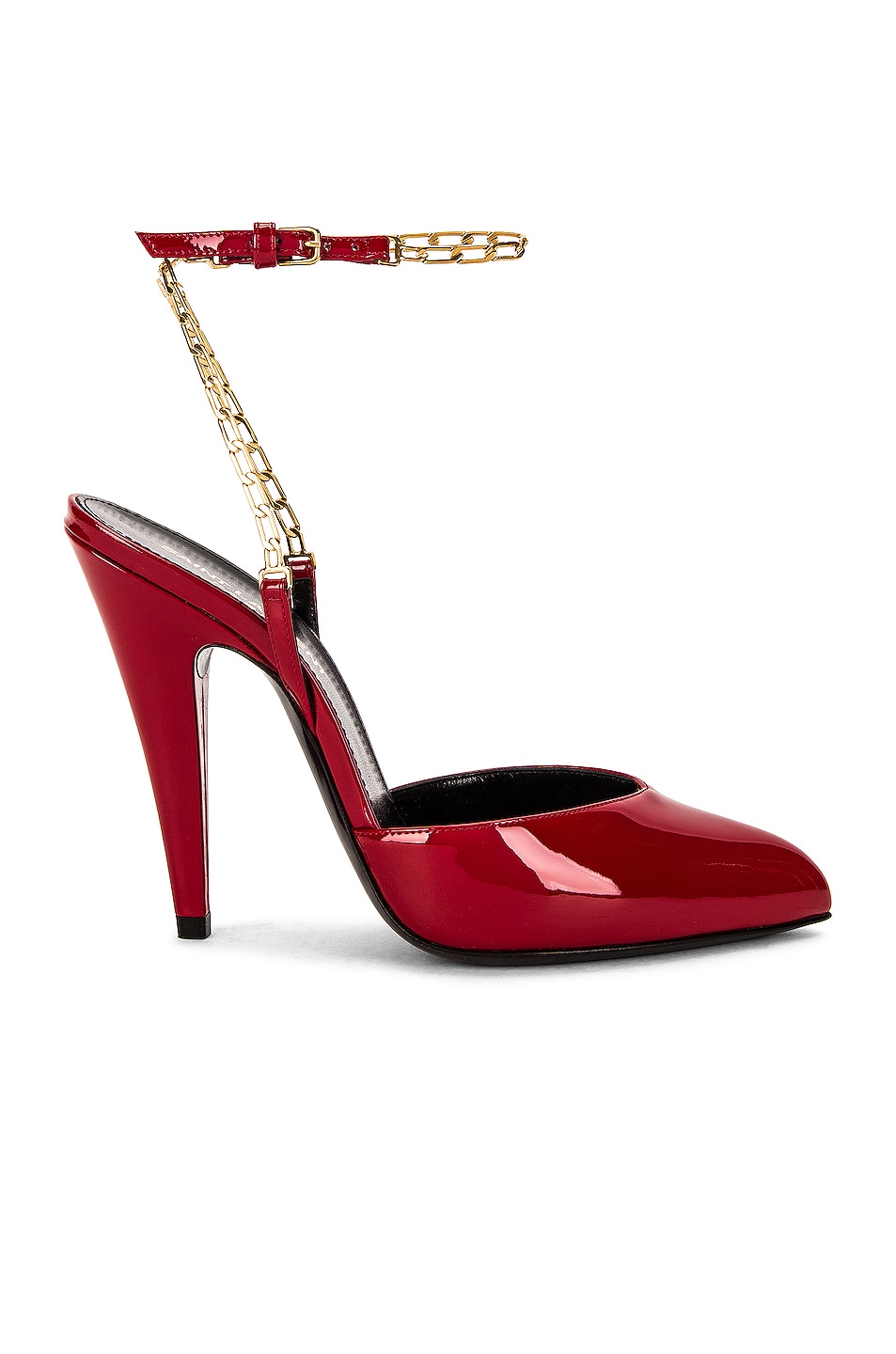 Image 1 of Saint Laurent Kika Chain Slingback Heels in Rouge Eros