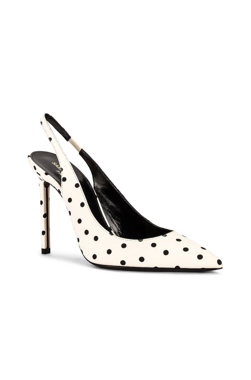 Saint Laurent Anja Slingback Heels in Creme & Noir | FWRD