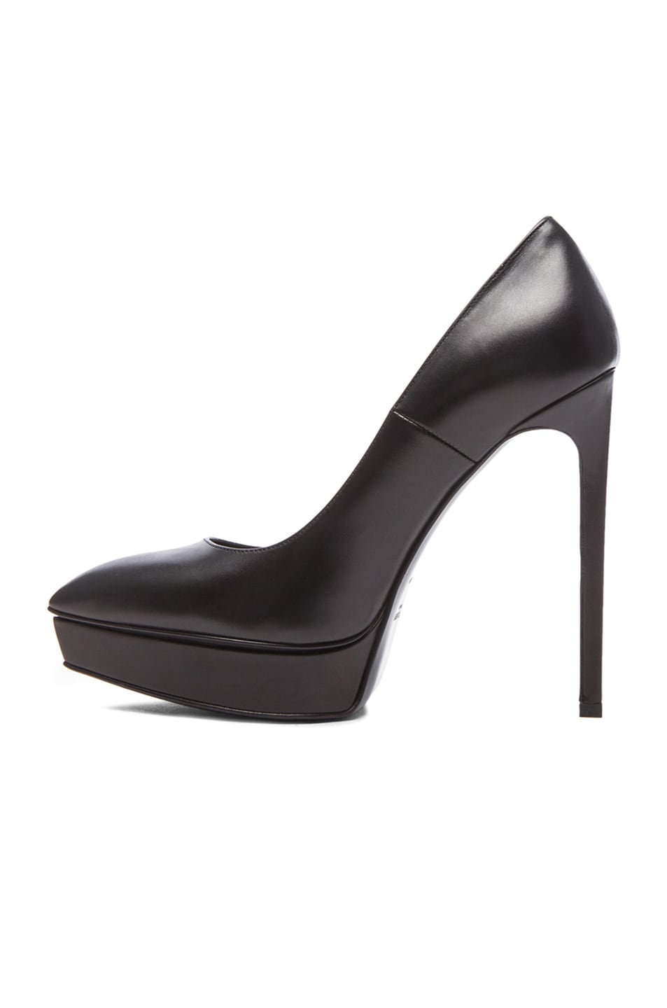 Saint Laurent Janis Platform Leather Pumps in Black | FWRD