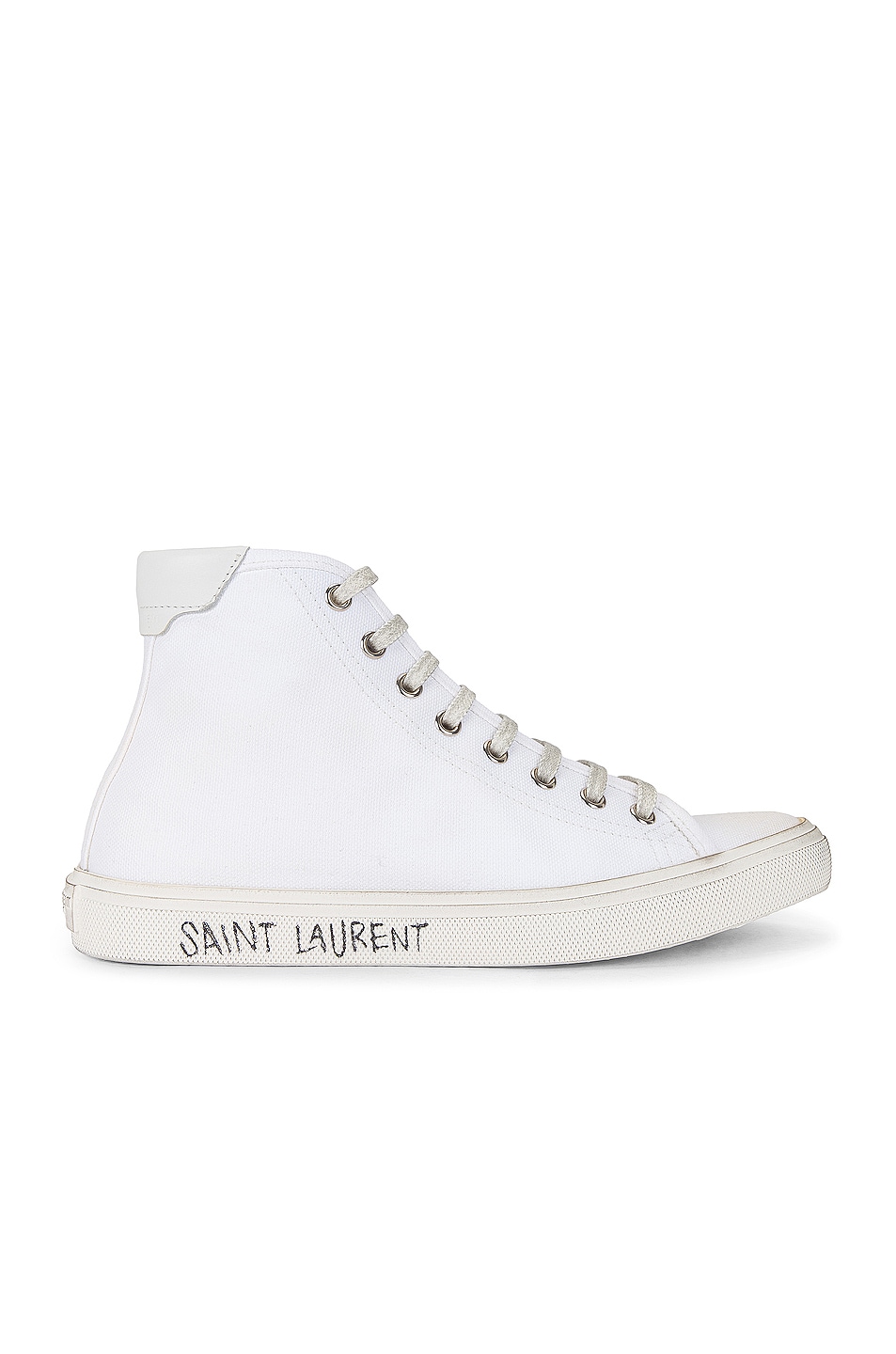 Image 1 of Saint Laurent Malibu Mid Top Signature Sneakers in Blanc Optique