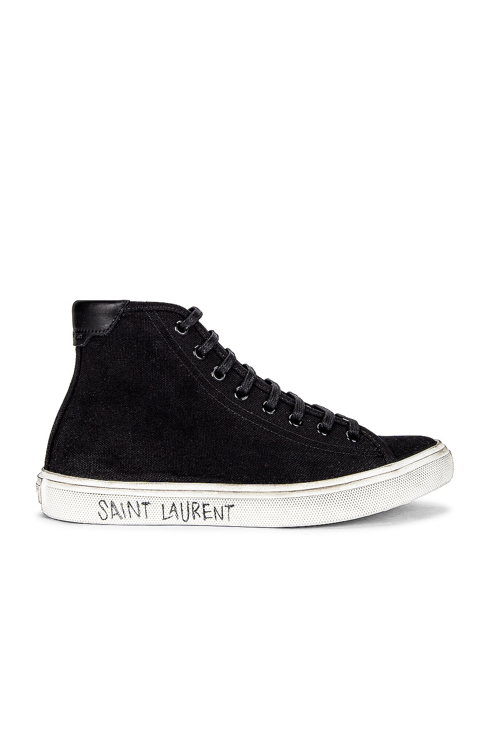 Image 1 of Saint Laurent Malibu Mid Top Signature Sneakers in Noir
